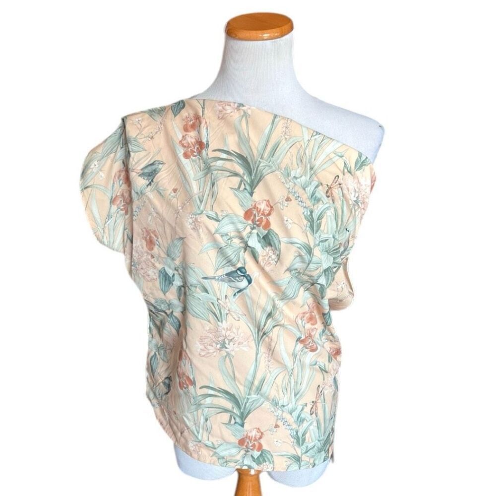 NWT Womens Dazy Floral and Bird Print Off Shoulder Blouse Top - Sz L